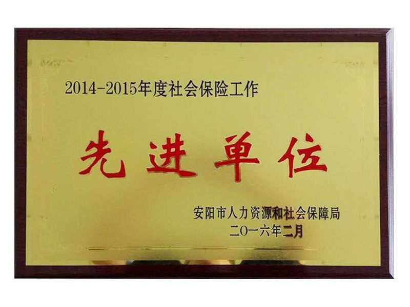 2015年社会保险工作先 进单位